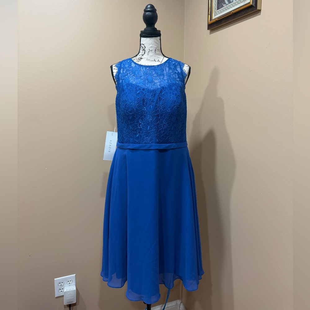 Azazie Royal Blue Lace Dress NWT